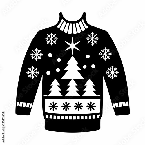 Christmas Sweater silhouette vector, Christmas ugly sweater Clipart

