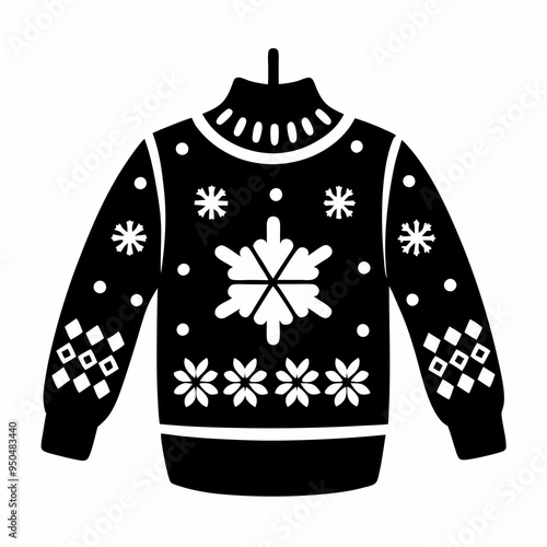 Christmas Sweater silhouette vector, Christmas ugly sweater Clipart

