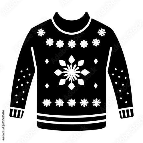 Christmas Sweater silhouette vector, Christmas ugly sweater Clipart

