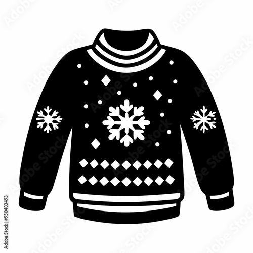 Christmas Sweater silhouette vector, Christmas ugly sweater Clipart


