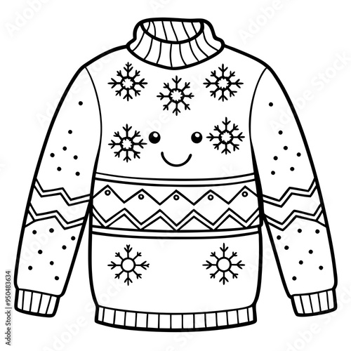 
Christmas Ugly Sweater outline vector, Christmas ugly sweater line art Clipart

