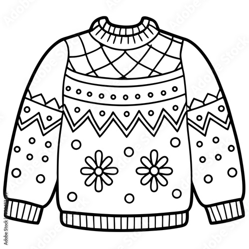 
Christmas Ugly Sweater outline vector, Christmas ugly sweater line art Clipart

