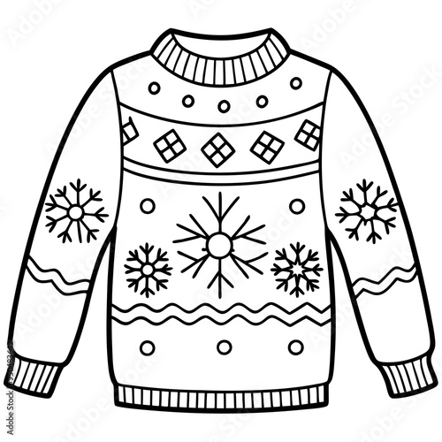 
Christmas Ugly Sweater outline vector, Christmas ugly sweater line art Clipart

