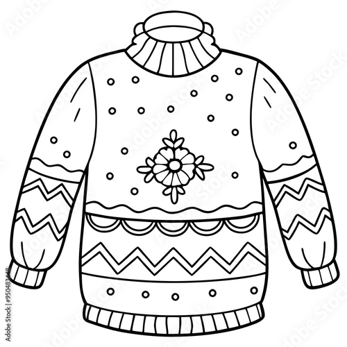 
Christmas Ugly Sweater outline vector, Christmas ugly sweater line art Clipart

