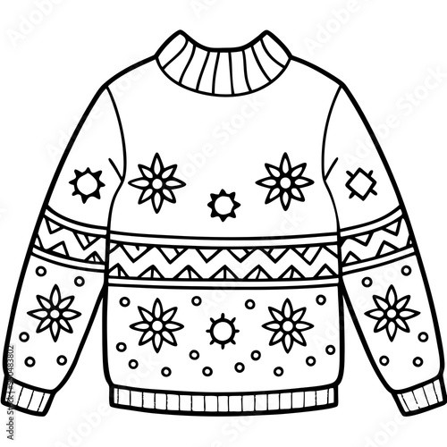 
Christmas Ugly Sweater outline vector, Christmas ugly sweater line art Clipart

