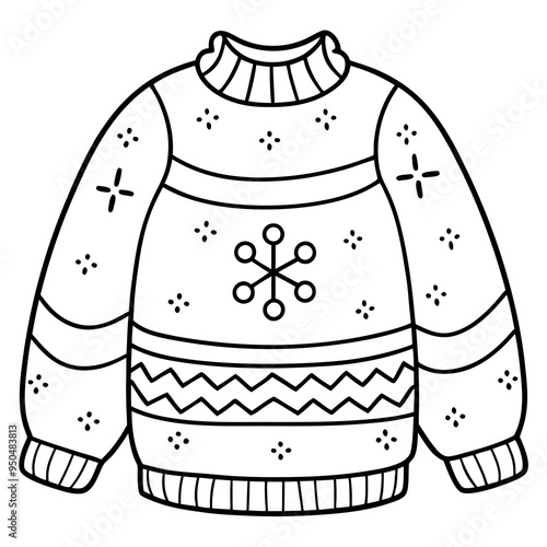 
Christmas Ugly Sweater outline vector, Christmas ugly sweater line art Clipart

