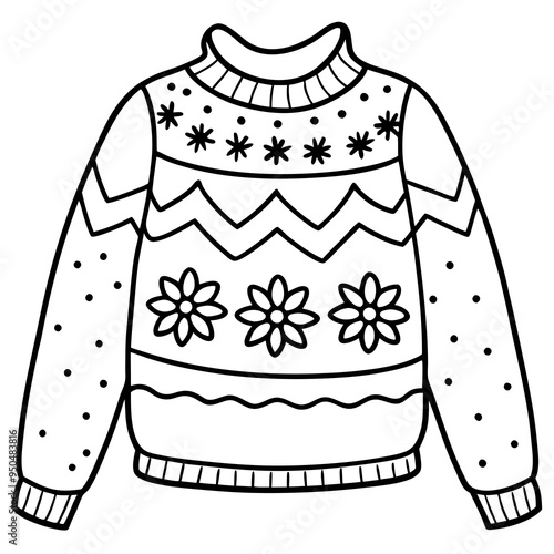 
Christmas Ugly Sweater outline vector, Christmas ugly sweater line art Clipart

