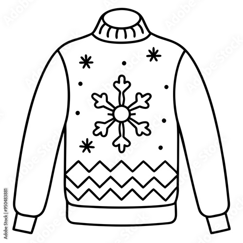 
Christmas Ugly Sweater outline vector, Christmas ugly sweater line art Clipart

