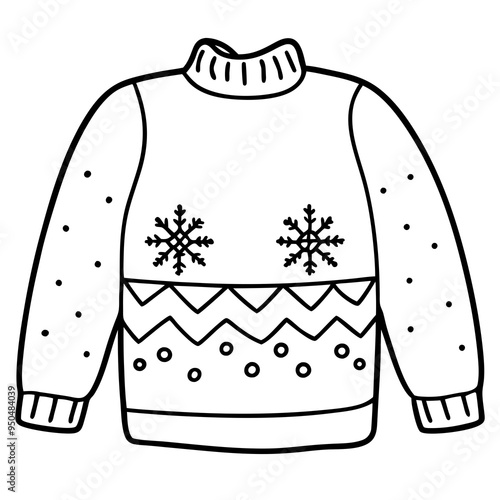 
Christmas Ugly Sweater outline vector, Christmas ugly sweater line art Clipart


