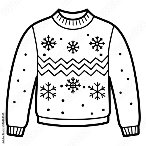 
Christmas Ugly Sweater outline vector, Christmas ugly sweater line art Clipart

