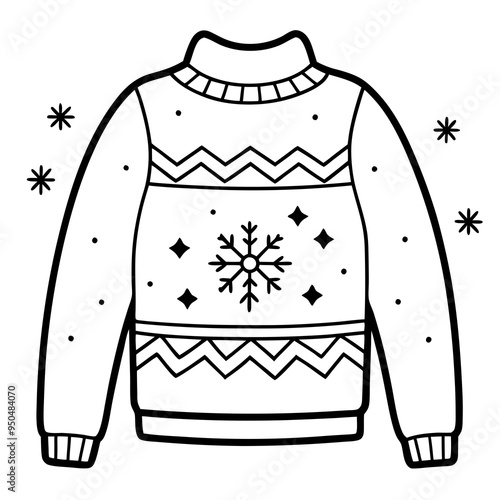 
Christmas Ugly Sweater outline vector, Christmas ugly sweater line art Clipart

