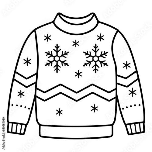 
Christmas Ugly Sweater outline vector, Christmas ugly sweater line art Clipart

