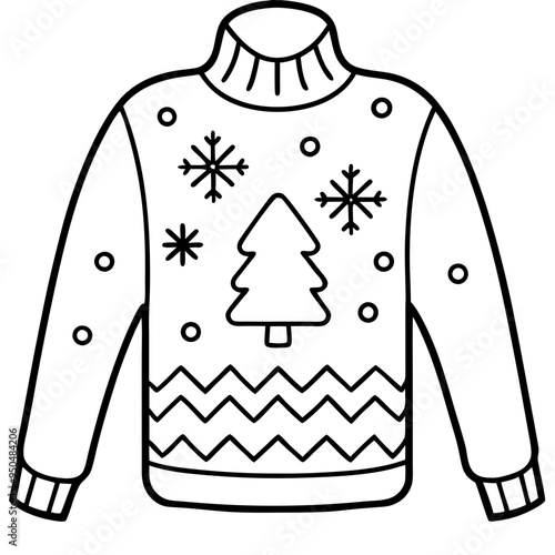 
Christmas Ugly Sweater outline vector, Christmas ugly sweater line art Clipart

