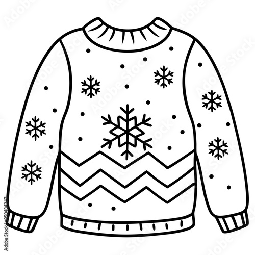 
Christmas Ugly Sweater outline vector, Christmas ugly sweater line art Clipart

