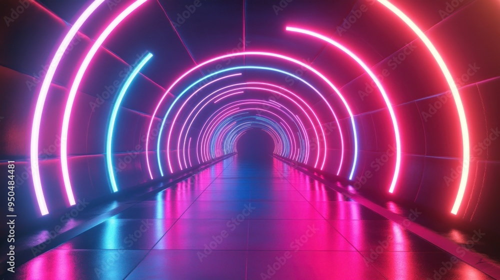 Neon Tunnel with Pink and Blue Lights Neon Tunnel with Pink and Blue Lights