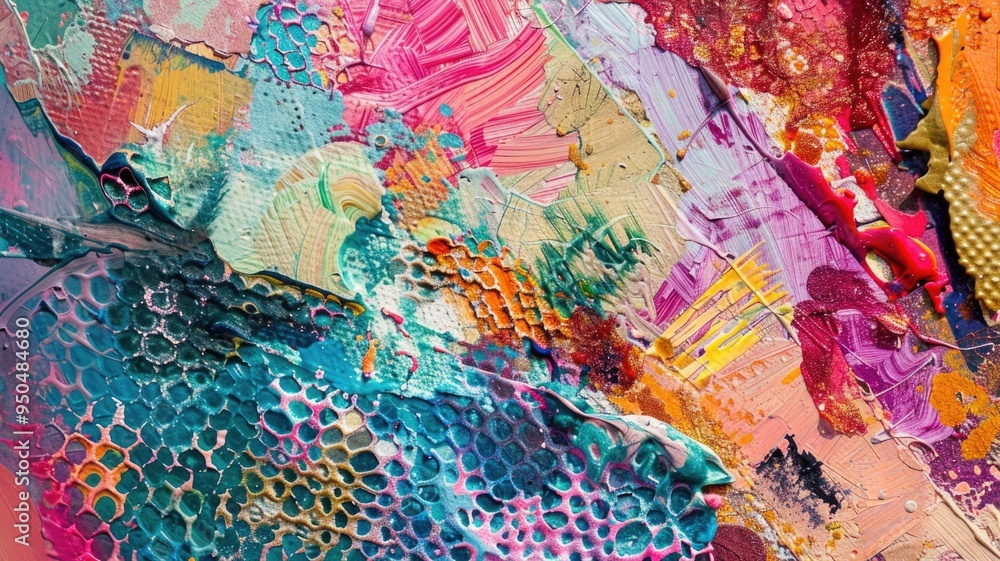Vibrant Abstract Textured Paint Layers in a Colorful Patchwork Vibrant Abstract Textured Paint Layers in a Colorful Patchwork