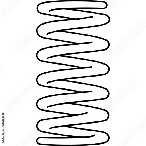 Spiral compression spring, isolated on white background.  Vector outline icon.