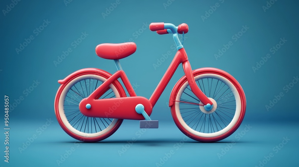 Red bicycle with white tires isolated on a blue background. Red bicycle with white tires isolated on a blue background.