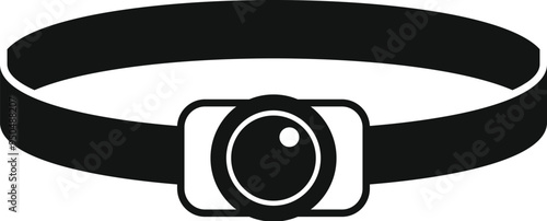 Black silhouette icon of a head torch with an elastic band, illuminating dark places for spelunkers