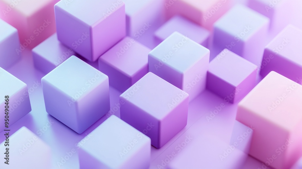 Abstract Composition with Purple and Pink Cubes Abstract Composition with Purple and Pink Cubes