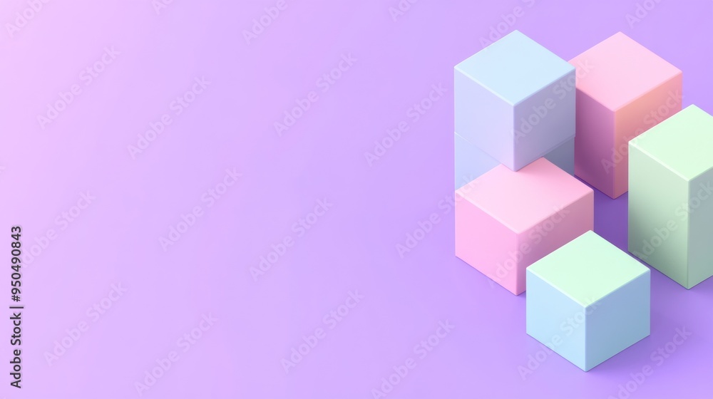Pastel Cubes on Lavender Background Pastel Cubes on Lavender Background