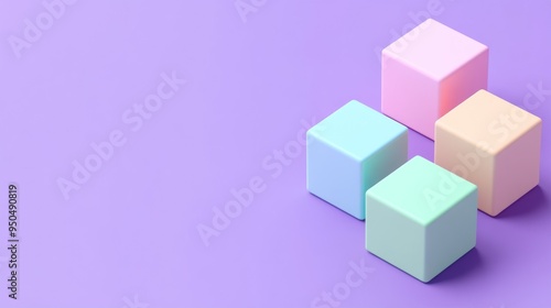 Pastel Cubes on a Purple Background