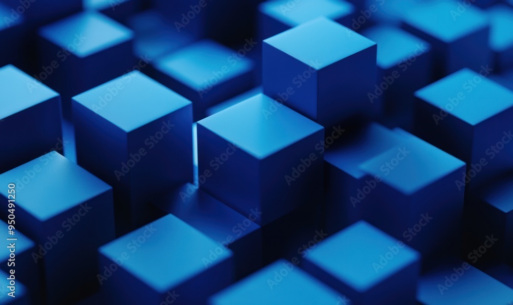 Obraz premium Abstract Blue Cubes Pattern