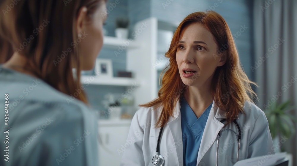 A woman doctor is talking to a patient A woman doctor is talking to a patient