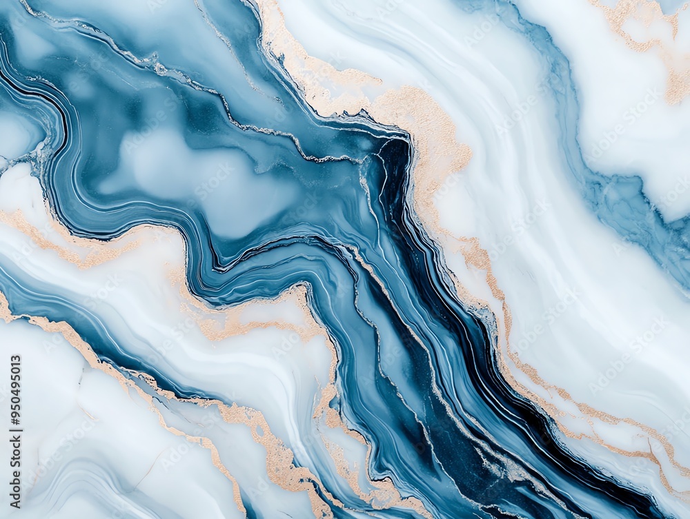 Fototapeta premium Abstract blue and white marble texture background.