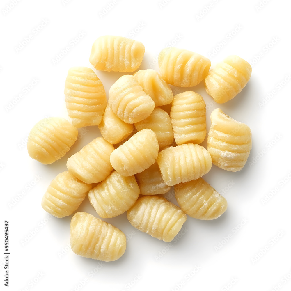 Potato Gnocchi top view isolated on white background Potato Gnocchi top view isolated on white background