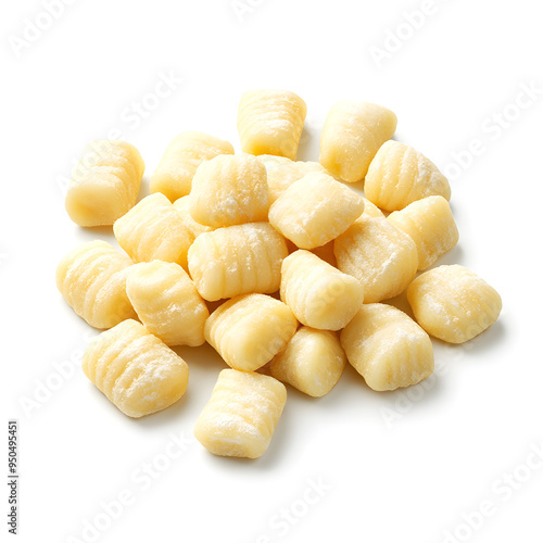 Potato Gnocchi top view isolated on white background photo