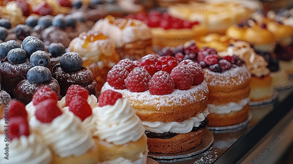 elegant patisserie display case filled with an assortment of colorful and delicate pastries cakes and confections soft lighting enhancing their appeal elegant patisserie display case filled with an assortment of colorful and delicate pastries cakes and confections soft lighting enhancing their appeal