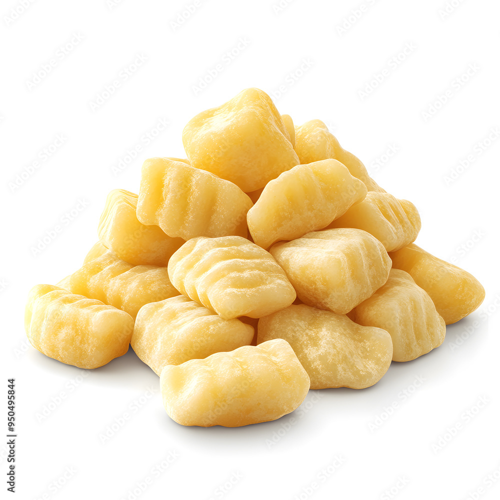 Potato Gnocchi top view isolated on white background Potato Gnocchi top view isolated on white background