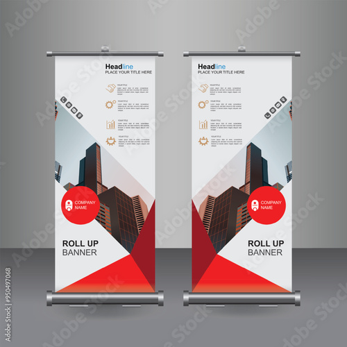 Vertical Business Roll Up  Banner Design, Signboard Advertising Brochure Flyer Template Vector X-banner and Street Business Flag of Convenience, Layout Background.