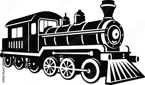 old train vector silhouette illustration on a white background