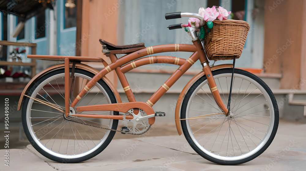 Fototapeta premium Professionally crafted 3D wooden model of Bicycle. 