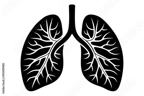 Human lungs silhouette vector illustration
