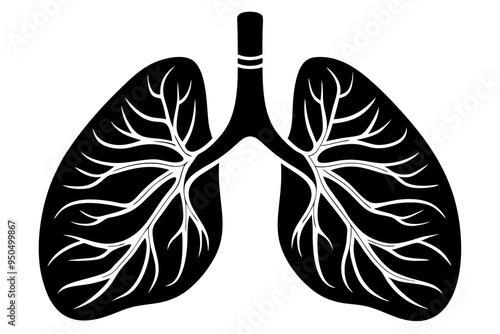 Human lungs silhouette vector illustration 