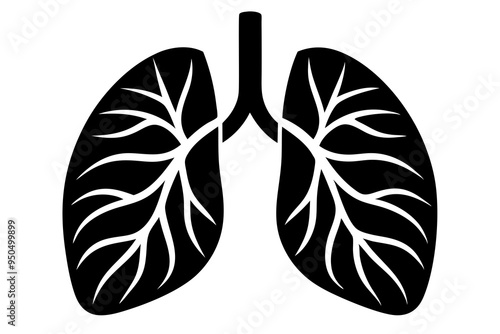Human lungs silhouette vector illustration
