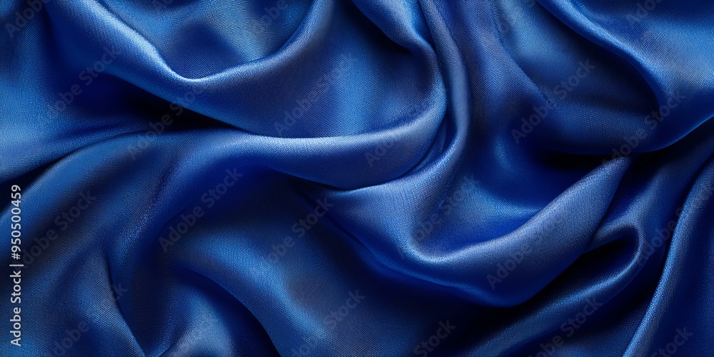 Blue silky fabric with smooth waves. Blue silky fabric with smooth waves.