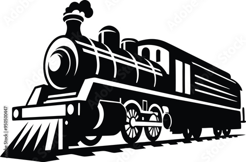 old train vector silhouette illustration on a white background