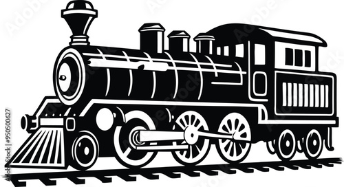 old train vector silhouette illustration on a white background