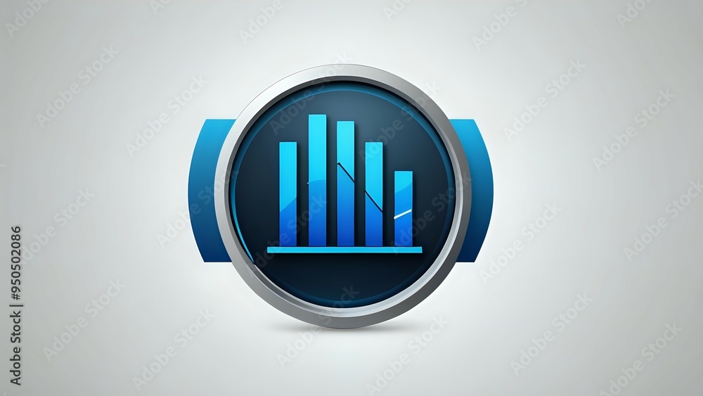 A 3D icon in blue and silver depicting a bar graph inside a circle. A 3D icon in blue and silver depicting a bar graph inside a circle.