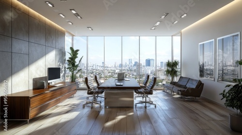 Modern Office Interior with City View