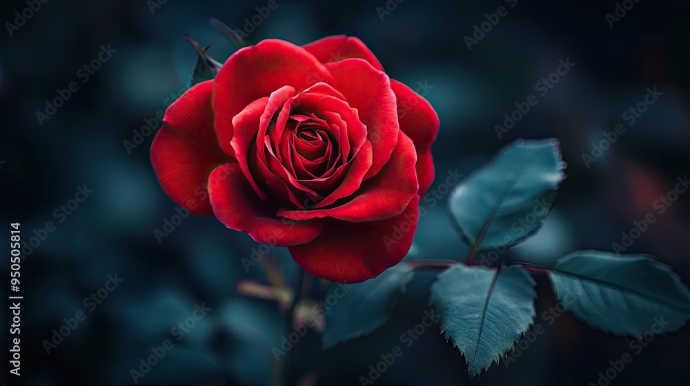 A lone blood rose, its deep red color stark against a dark background, evoking emotions of passion, mystery, A lone blood rose, its deep red color stark against a dark background, evoking emotions of passion, mystery,