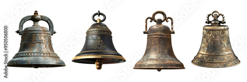 Set of old bell, isolated on transparent white background