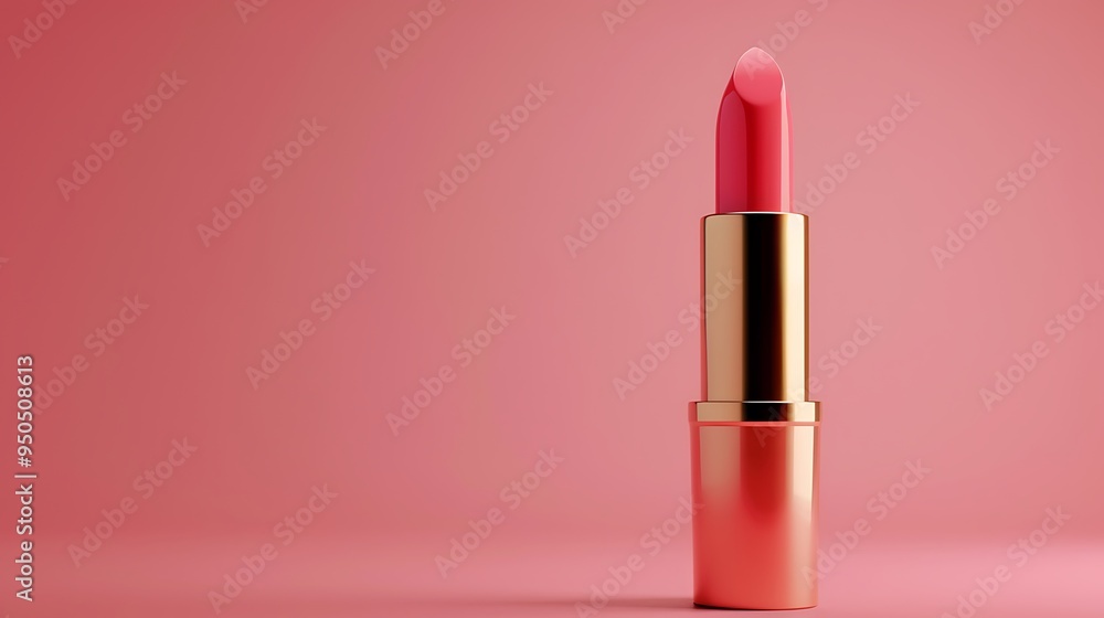 A lipstick on a pink background stands out with its sleek design and vibrant color. The bold shade of the lipstick contrasts with the soft pink backdrop, highlighting its elegance and beauty. A lipstick on a pink background stands out with its sleek design and vibrant color. The bold shade of the lipstick contrasts with the soft pink backdrop, highlighting its elegance and beauty.