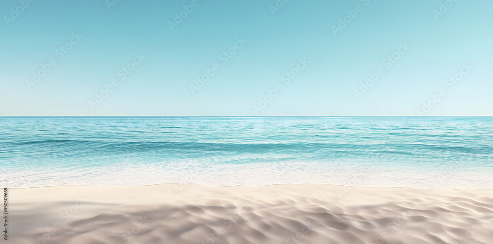 Fototapeta premium View of sand beach and blue sea summer background