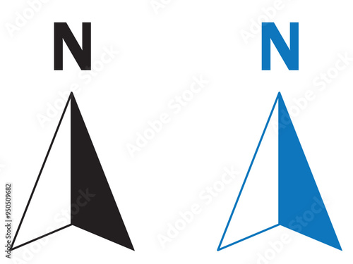 North arrow icon N direction point symbol. Vector illustration