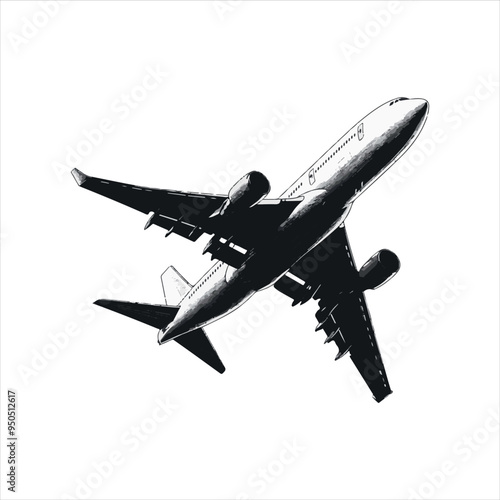 Black Silhouette Vector  airplane on the ground